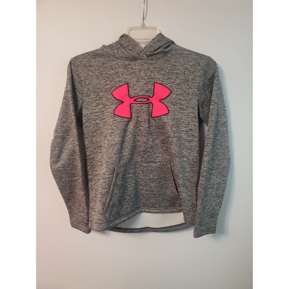 Under Armour Cold Gear Gray Pink Accent Womens Pullover Hoodie Size Small